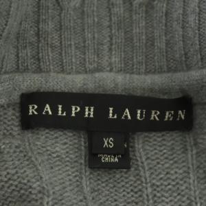 RALPH LAUREN ベルトケーブルニット セーター チュニック ショールカラー カシュクール調 ウール シープレザー 長袖 XS グレー