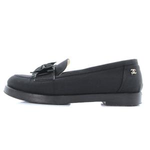 CHANEL ローファー リボン ココマーク 37.5C ブラック