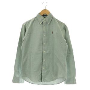 ボタンダウンシャツ 長袖 ロゴ刺繍 CLASSICFIT コットン 4 緑 グリーン