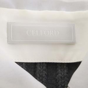 CELFORD 22AW デタッチャブルボウ&カラーカーデ リブニットカーディガン ウール混 長袖 ビジューボタン 38 グレー