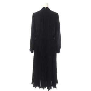 ANAYI 22SS シアードビーボウタイプリーツ ワンピース フレア ロング 長袖 38 ブラック