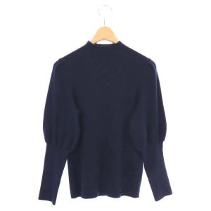 ANAYI 22SS ウールシルクハイネックパフスリーブプルオーバー ニット 38 ネイビー