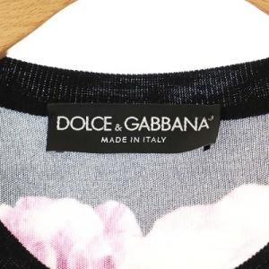 DOLCE&GABBANA カシミヤシルク カーディガン 花柄 ニット 長袖 前開き 40 黒 ピンク 緑