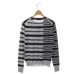 JOHN SMEDLEY ウール カーディガン ボーダー 前開き ニット 長袖 S 黒 ブラック グレー