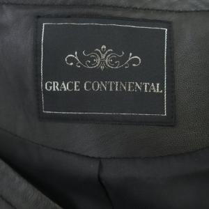 GRACE CONTINENTAL ラムライダースジャケット ジップアップ ダブル 総裏地 36 黒 ブラック