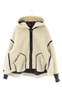 nagonstans リバーシブル ボア フリース ジャケット ジップアップ アウター フード アシンメトリー フェイクスウェード 切替 ニット