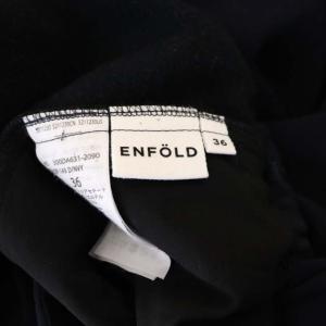 ENFOLD ライトバックウォーム リラックスワイドトラウザー パンツ イージー 裏起毛 36 紺 ネイビー