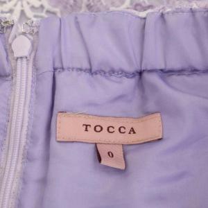 TOCCA フレアスカート ひざ丈 レース 花柄 0 紫 パープル