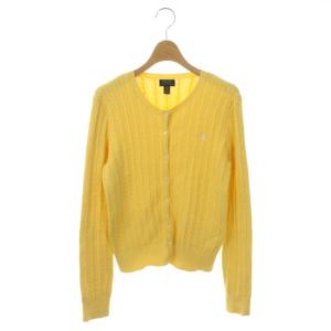 カーディガン ケーブル編ニット カットソー ラウンドネック 長袖 XL 黄 イエロー