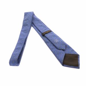 LOUIS VUITTON ネクタイ レギュラータイ ロゴ刺繍 シルク 青 ブルー