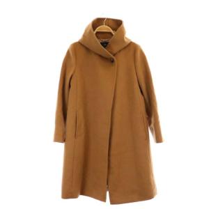 20AW ウールアンゴラビーバー フーデッド コート アウター ロング 34 茶 ブラウン