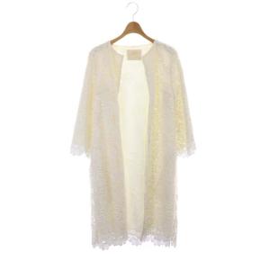 レースコート スプリングコート ノーカラー ロング 36 白 ホワイト