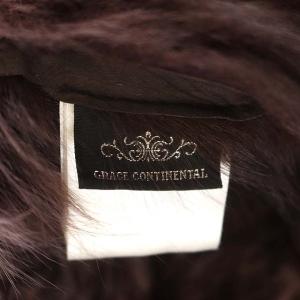 GRACE CONTINENTAL フォックスファー 羊革 ムートンコート アウター ロング 36 茶 ブラウン ボルドー