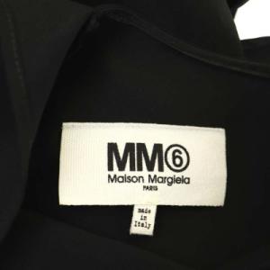 MM6 Maison Margiela ノースリーブワンピース 膝丈 フレア ボートネック 40 黒 ブラック