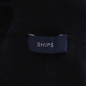 SHIPS ウールシルクカシミヤニットワンピース ロング フレア 長袖 ドルマンスリーブ タートルネック 紺 ネイビー