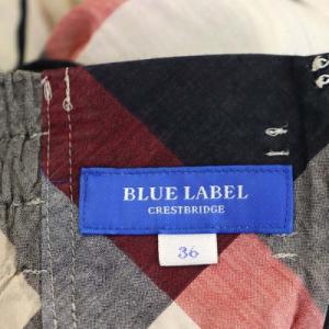 BLUE LABEL CRESTBRIDGE ロングフレアスカート チェック サイドジップ 36 赤 レッド ベージュ 紺 ネイビー