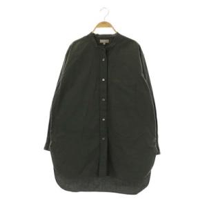 21SS MATT COTTON POPLIN コットン ポプリン カラーレスシャツ チュニック 長袖 2 グレイッシュカーキ