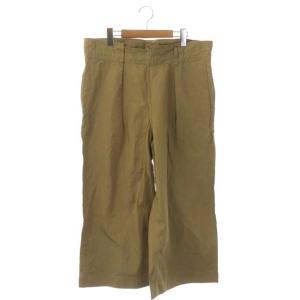 COTTON RAMIE TOUGH POPLIN TROUSERS ワイドパンツ タック 2 カーキベージュ