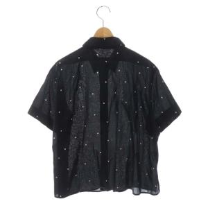 MARGARET HOWELL シャツ 半袖 ドット コットン 1 紺 白 ネイビー ホワイト