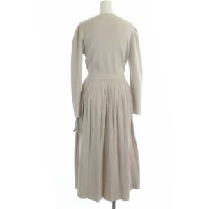 CELFORD 21AW クリスタルプリーツニットワンピース ロング フレア 長袖 クルーネック 36 ライトピンク