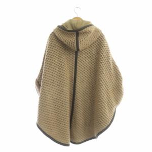 LANVIN en Bleu ポンチョ ニット セーター アウター ウール混 モヘヤ混 フード付き 38 茶 ブラウン