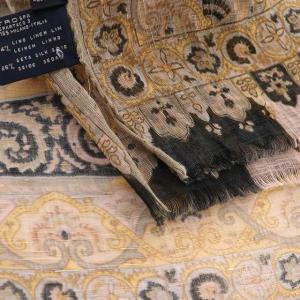 ETRO ストール スカーフ リネン シルク ペイズリー柄 黄 茶 ライトブラウン
