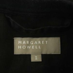 MARGARET HOWELL LINEN VOILE トップス カットソー リネン 五分袖 プルオーバー ラウンドネック 2 黒 ブラック