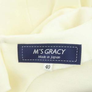 M'S GRACY 刺繍ステッチチュニック カットソー 長袖 クルーネック プルオーバー ウール混 40 オフホワイト 黒 ブラック