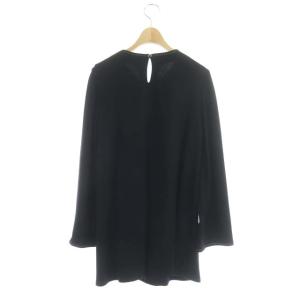 M'S GRACY 刺繍ステッチチュニック カットソー 長袖 クルーネック プルオーバー ウール混 40 黒 ブラック 白 ホワイト