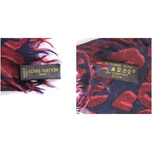 LOUIS VUITTON M72215 エトール レオパード ストール ヒョウ柄 カシミヤ シルク混 ネイビー レッド