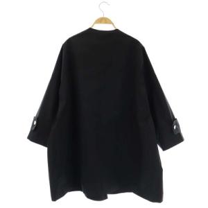 MACKINTOSH HUMBIE ノーカラーコート スプリングコート ミドル丈 金ボタン 6 ブラック