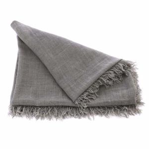 Faliero Sarti ストール マフラー 羽織 ウール× シルク フリンジ 灰 グレー