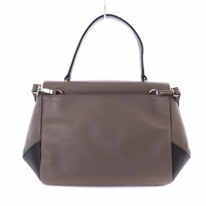 agnes b. ハンドバッグ ショルダーバッグ フラップ 2WAY レザー 茶 ブラウン 黒 ブラック