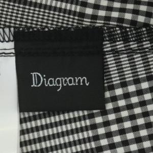 Diagram GRACE CONTINENTAL 21AW サイドポケット ワンピース チェック ロング ベルト付き 38 黒 白 ブラック ホワイト