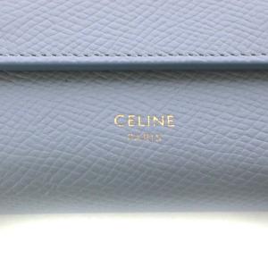 CELINE スモール トリフォールドウォレット グレインドカーフスキン 水色