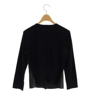 EMPORIO ARMANI カーディガン ラムレザー 異素材切替 長袖 40 ブラック 黒