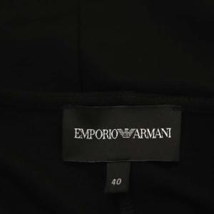EMPORIO ARMANI カーディガン ラムレザー 異素材切替 長袖 40 ブラック 黒