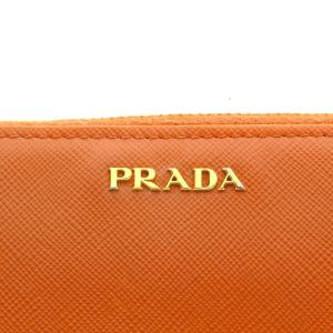PRADA 長財布 ラウンドファスナー レザー オレンジ ピンク OH