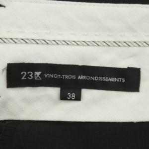 23区 20AW サマーウールトロピカルパンツ テーパード センタープレス タック ジッパーフライ ウール混 38 黒 ブラック