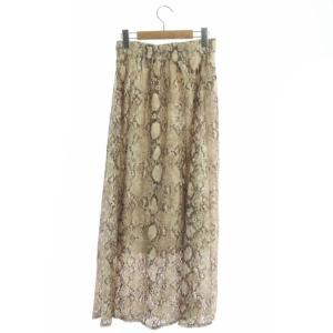 Ameri VINTAGE 20SS PYTHON LACE SKIRT パイソン レース スカート セミフレア ロング マキシ丈 M ベージュ 茶 ブラウン