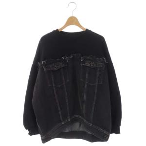 20AW DENIM OVER TOP デニム ドッキング スウェット プルオーバー トレーナー 長袖 F 黒 ブラック