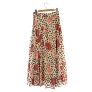 Ameri VINTAGE 20SS CHIARA MODEST FLARE SKIRT フレア スカート ロング バラ柄 M ベージュ 黒 赤