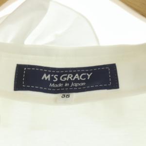 M'S GRACY フリルカットソー Vネック 半袖 リボン プルオーバー 38 白 ホワイト