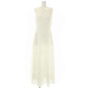 パッチレースロングワンピース ノースリーブ 36 白 ホワイト