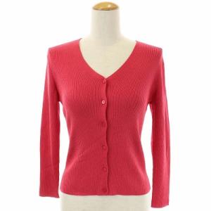 リブVネックカーディガン ニット 長袖 38 ダークピンク