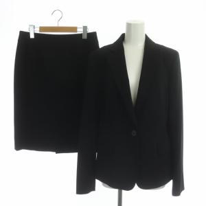 スーツ セットアップ 上下 テーラードジャケット 1B 背抜き タイトスカート ひざ丈 40 黒 ブラック