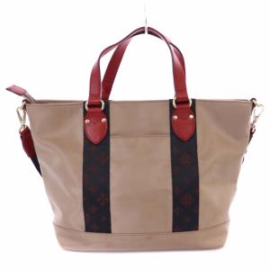 russet ショルダーバッグ ハンドバッグ ナイロン×レザー 2WAY 茶 ブラウン 紺 ネイビー 赤 レッド