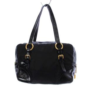 PRADA ボストンバッグ ミニ ハンドバッグ ナイロン レザー ブラック 南京錠付き