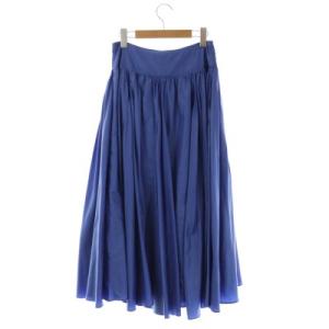 CELFORD 21SS 撥水タフタフレアスカート ギャザー ロング 38 青 ブルー