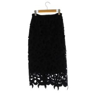 CELFORD オリジナルリボンレーススカート タイト ロング 38 黒 ブラック